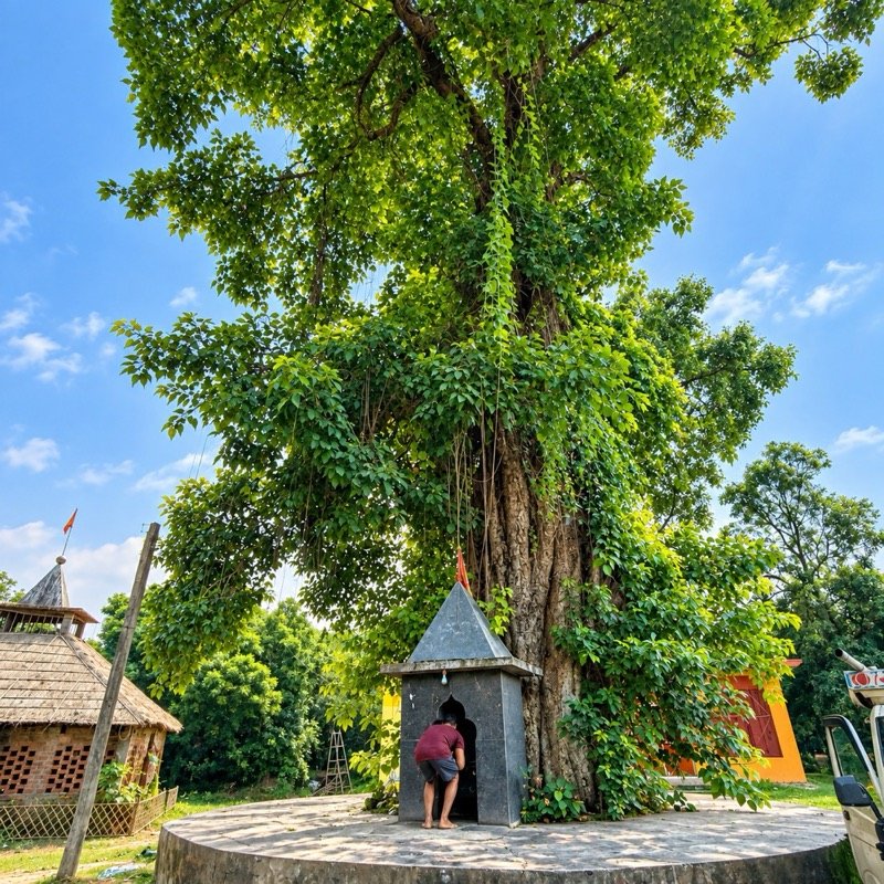 यज्ञस्थल — पवित्र वृक्ष एवं मंदिर